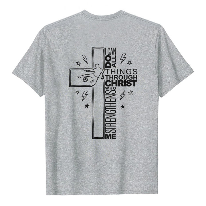 Christianartworkshop Philippians 4:13 Soccer Cross Premium Short Sleeve T-Shirt - image 2
