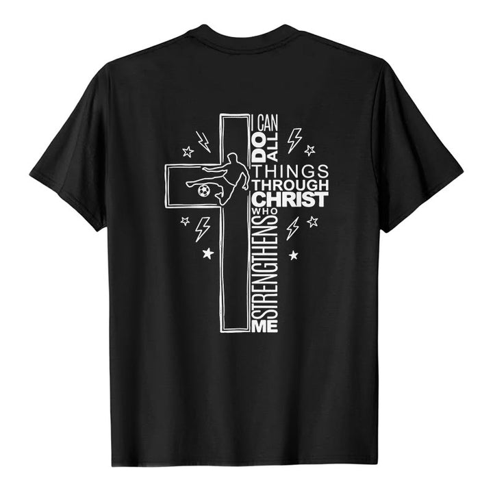 Christianartworkshop Philippians 4:13 Soccer Cross Premium Short Sleeve T-Shirt - image 5