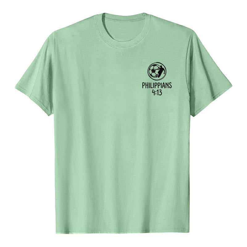 Christianartworkshop Philippians 4:13 Soccer Cross Premium Short Sleeve T-Shirt - image 16