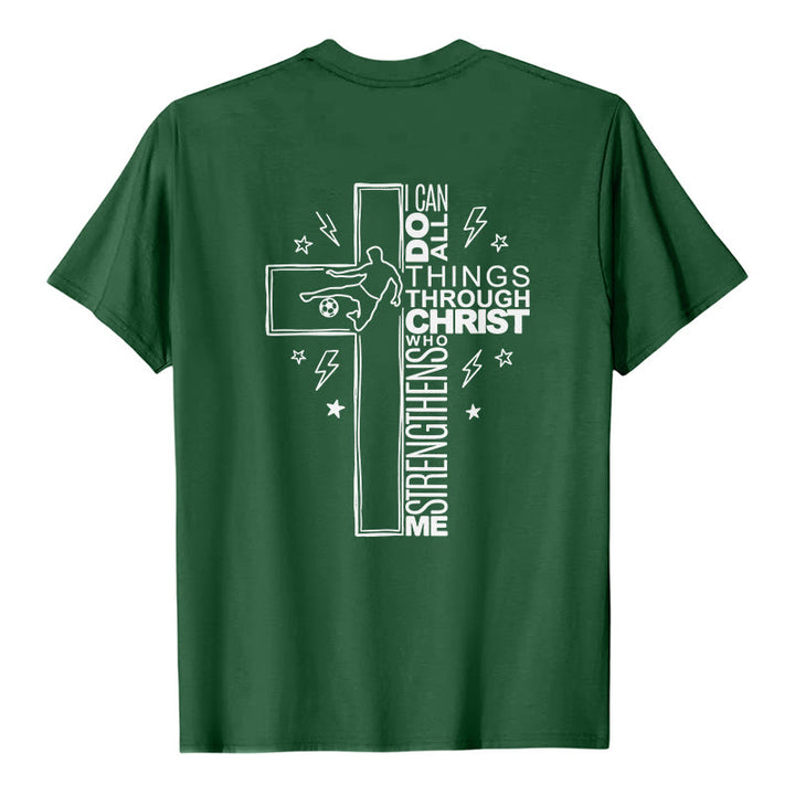 Christianartworkshop Philippians 4:13 Soccer Cross Premium Short Sleeve T-Shirt - image 20