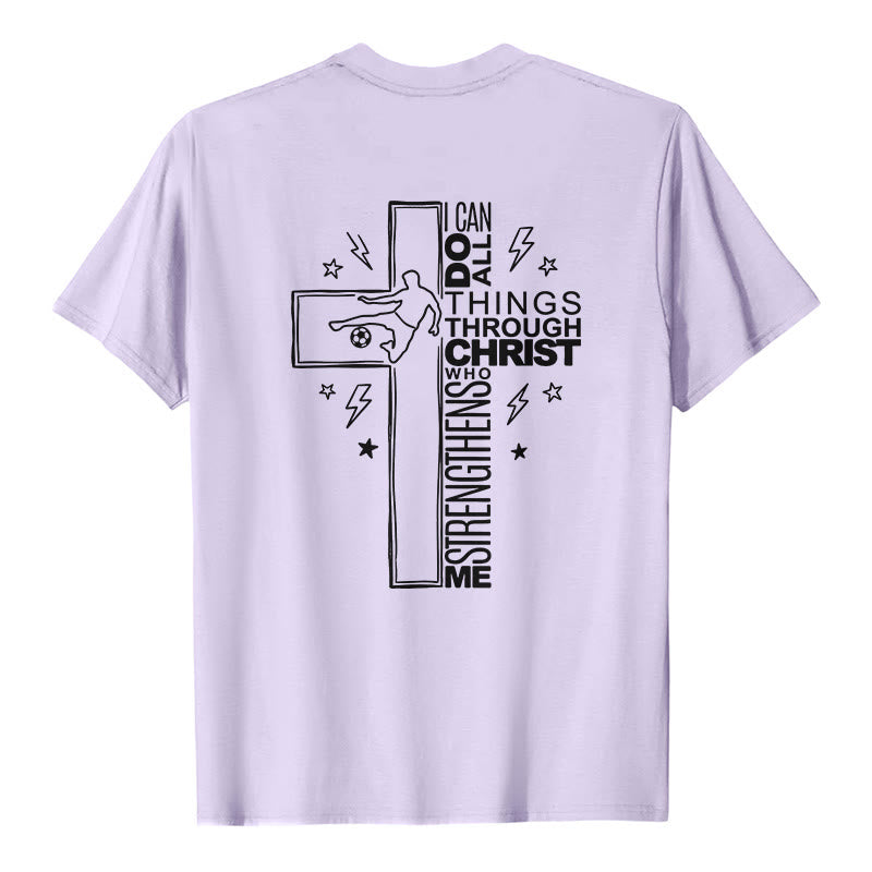 Christianartworkshop Philippians 4:13 Soccer Cross Premium Short Sleeve T-Shirt - image 14