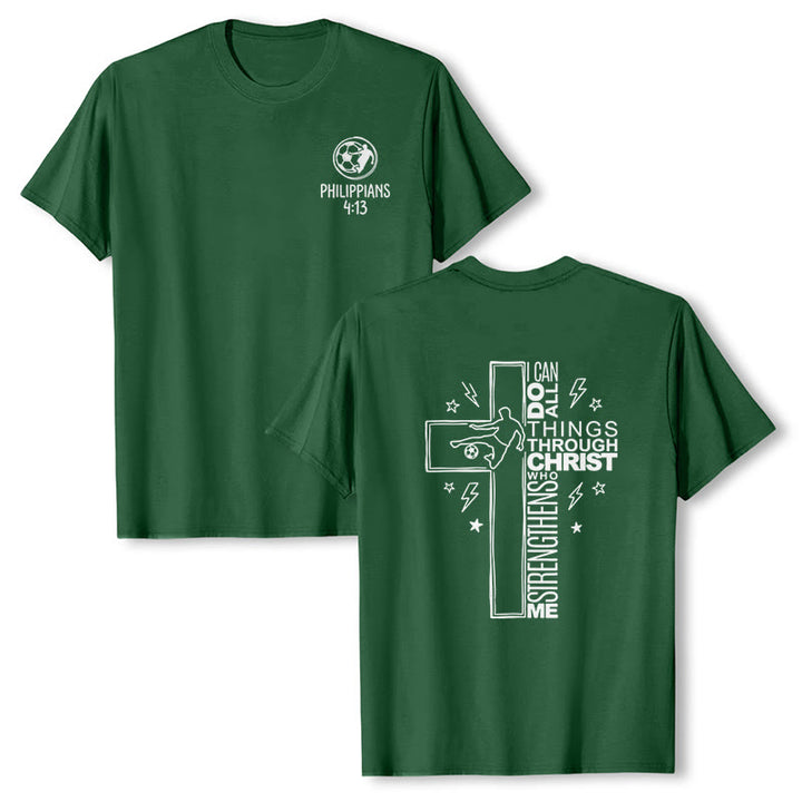Christianartworkshop Philippians 4:13 Soccer Cross Premium Short Sleeve T-Shirt - Dark Green - 2XL - image 18
