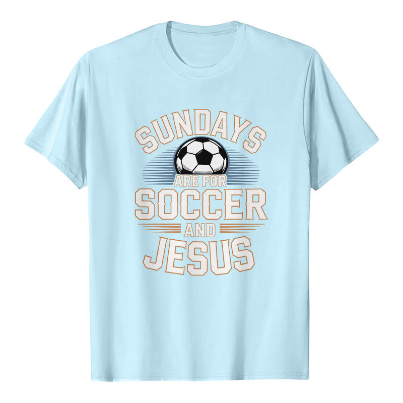 Christianartworkshop Sundays Are For Soccer And Jesus Soccer & Faith Premium T-Shirt - Blue - 2XL - image 6