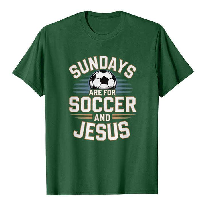 Christianartworkshop Sundays Are For Soccer And Jesus Soccer & Faith Premium T-Shirt - Dark Green - 2XL - image 5