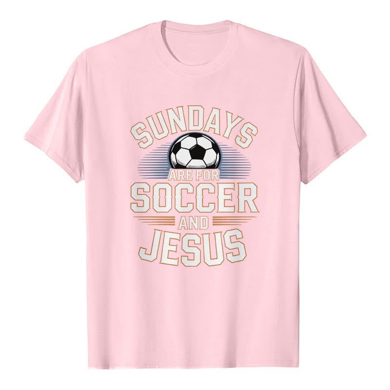 Christianartworkshop Sundays Are For Soccer And Jesus Soccer & Faith Premium T-Shirt - Pink - 2XL - image 2
