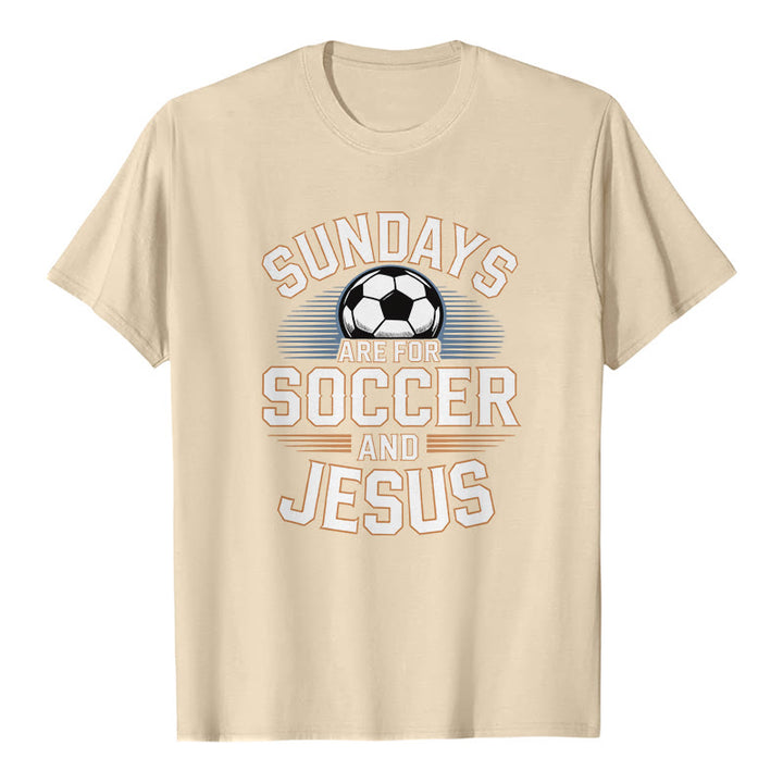 Christianartworkshop Sundays Are For Soccer And Jesus Soccer & Faith Premium T-Shirt - Beige - 2XL - image 7