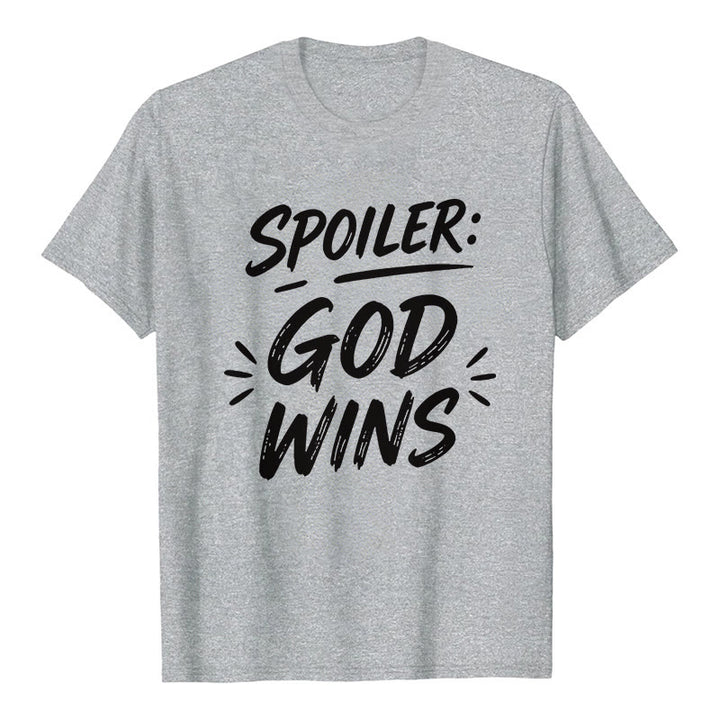 Christianartworkshop  Spoiler: God Wins Premium Short Sleeve T-Shirt - Grey - 2XL - image 0
