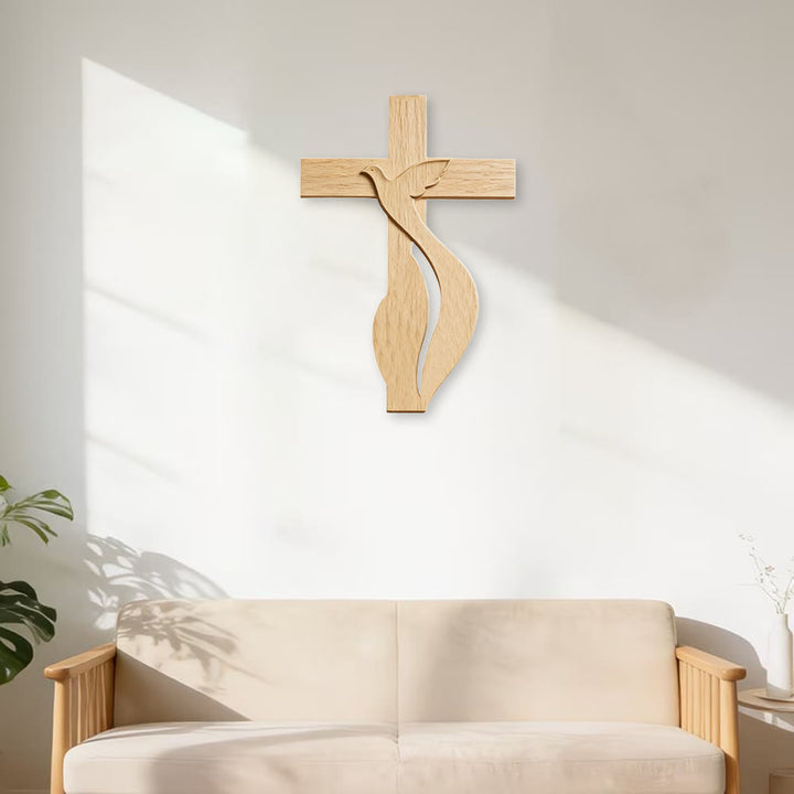 Christianartworkshop Premium Wooden Cross Wall Hanging with High-Quality Holy Spirit Dove Print - image 2