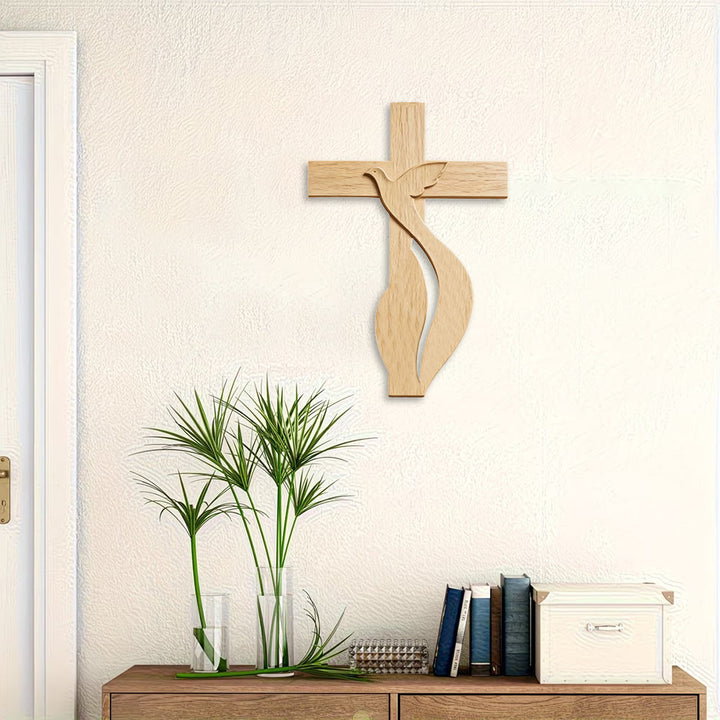 Christianartworkshop Premium Wooden Cross Wall Hanging with High-Quality Holy Spirit Dove Print - image 3