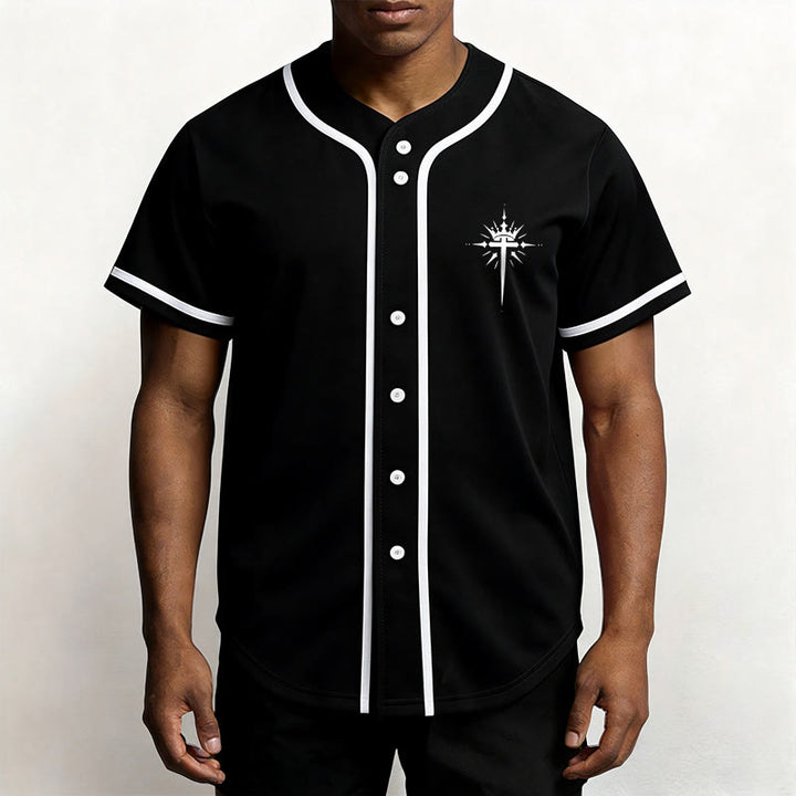 Christianartworkshop Jesus Is King Angel Wings Cross Faith Statement Custom Baseball Jersey - image 1