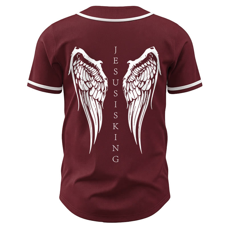 Christianartworkshop Jesus Is King Angel Wings Cross Faith Statement Custom Baseball Jersey - image 41