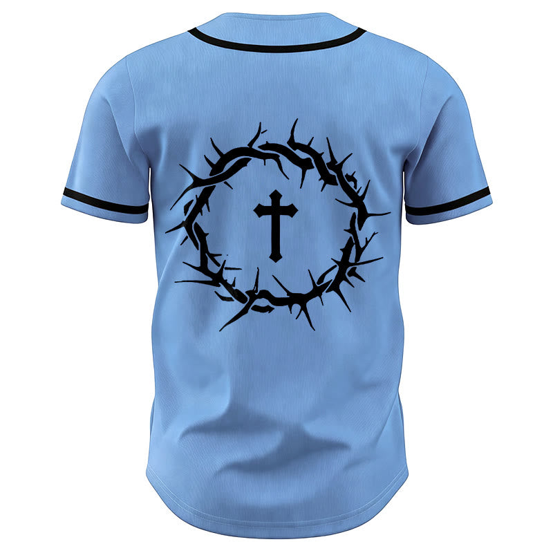 Christianartworkshop Faith Over Fear Deuteronomy 3:22 Crown of Thorns Cross Statement Baseball Jersey - image 48