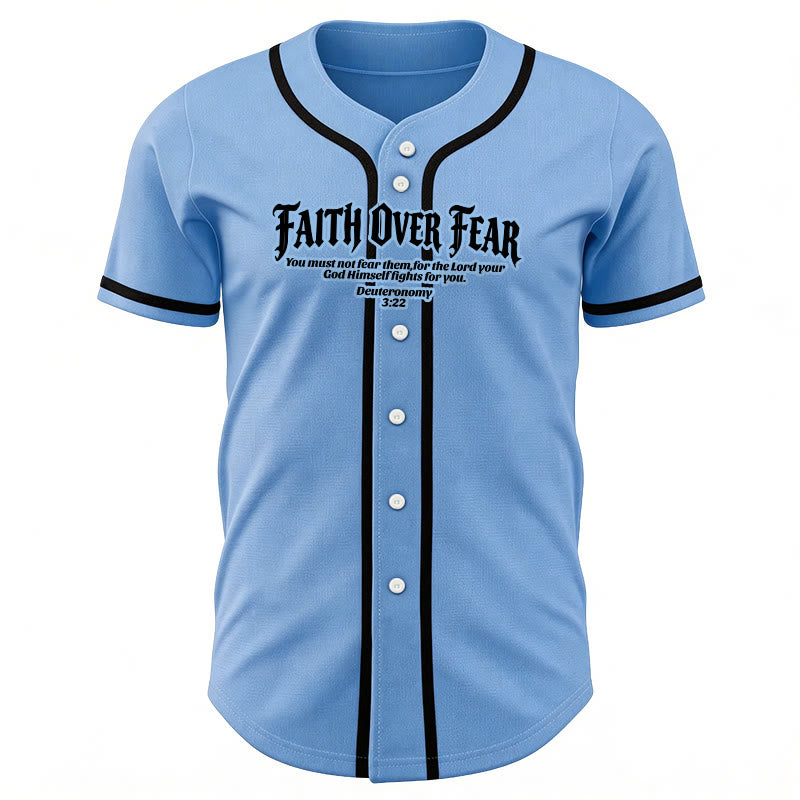 Christianartworkshop Faith Over Fear Deuteronomy 3:22 Crown of Thorns Cross Statement Baseball Jersey - image 45