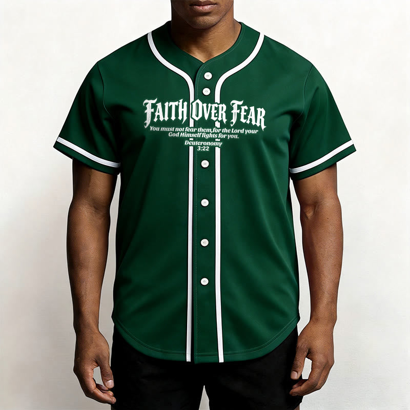 Christianartworkshop Faith Over Fear Deuteronomy 3:22 Crown of Thorns Cross Statement Baseball Jersey - image 50