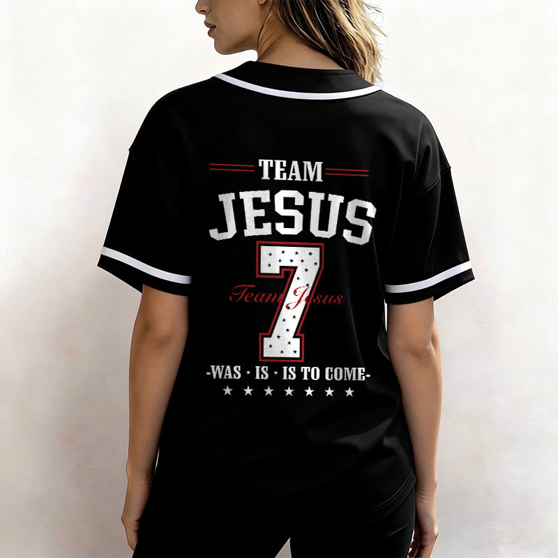 Christianartworkshop Team Jesus Was Is And Is To Come Custom Number 7 Baseball Jersey - image 12