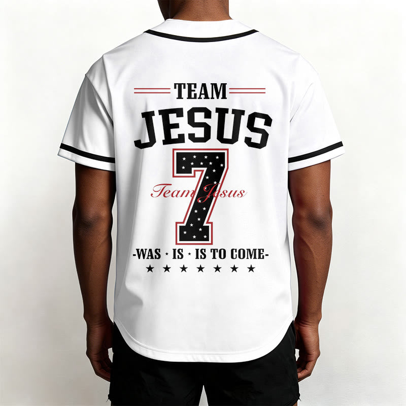 Christianartworkshop Team Jesus Was Is And Is To Come Custom Number 7 Baseball Jersey - image 4