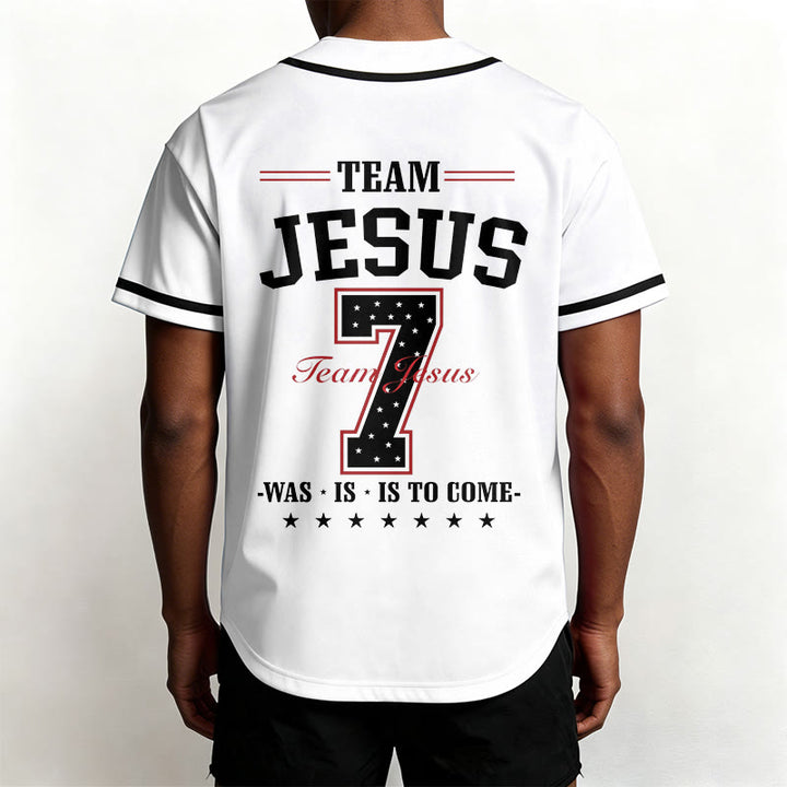 Christianartworkshop Team Jesus Was Is And Is To Come Custom Number 7 Baseball Jersey - image 4