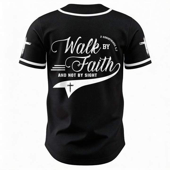 Christianartworkshop 2 Corinthians 5:7 “Walk By Faith And Not By Sight” Cross Statement Baseball Jersey - image 20