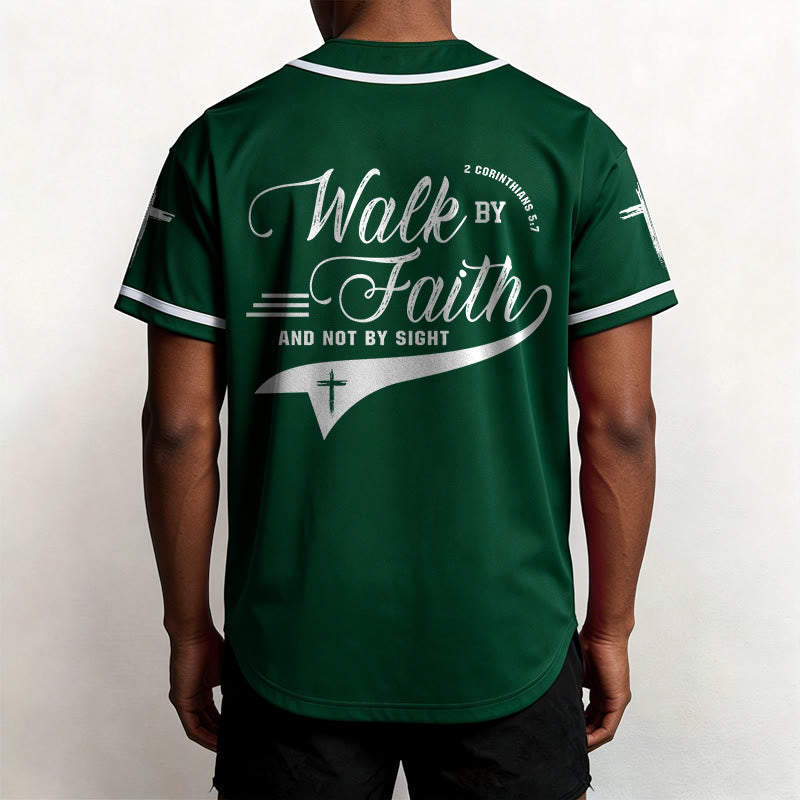 Christianartworkshop 2 Corinthians 5:7 “Walk By Faith And Not By Sight” Cross Statement Baseball Jersey - image 53