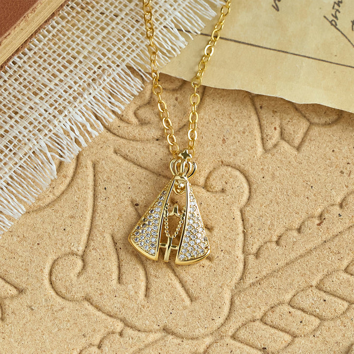 Christianartworkshop Regal Our Lady of Aparecida Pendant Necklace with Sparkling Accents: Emblem of Divine Care - image 2