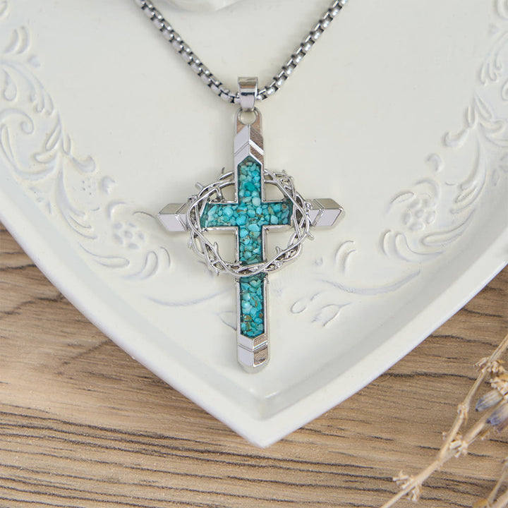 Christianartworkshop Thorn-Wrapped Inlaid Cross Pendant Necklace: A Symbol of Christ’s Sacrificial Love - image 8