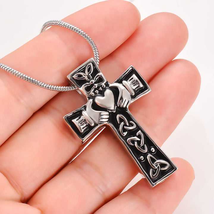 Christianartworkshop Claddagh Celtic Knot Christian Cross Necklace: Emblem of Divine Love & Faithful Devotion - Cross - image 0