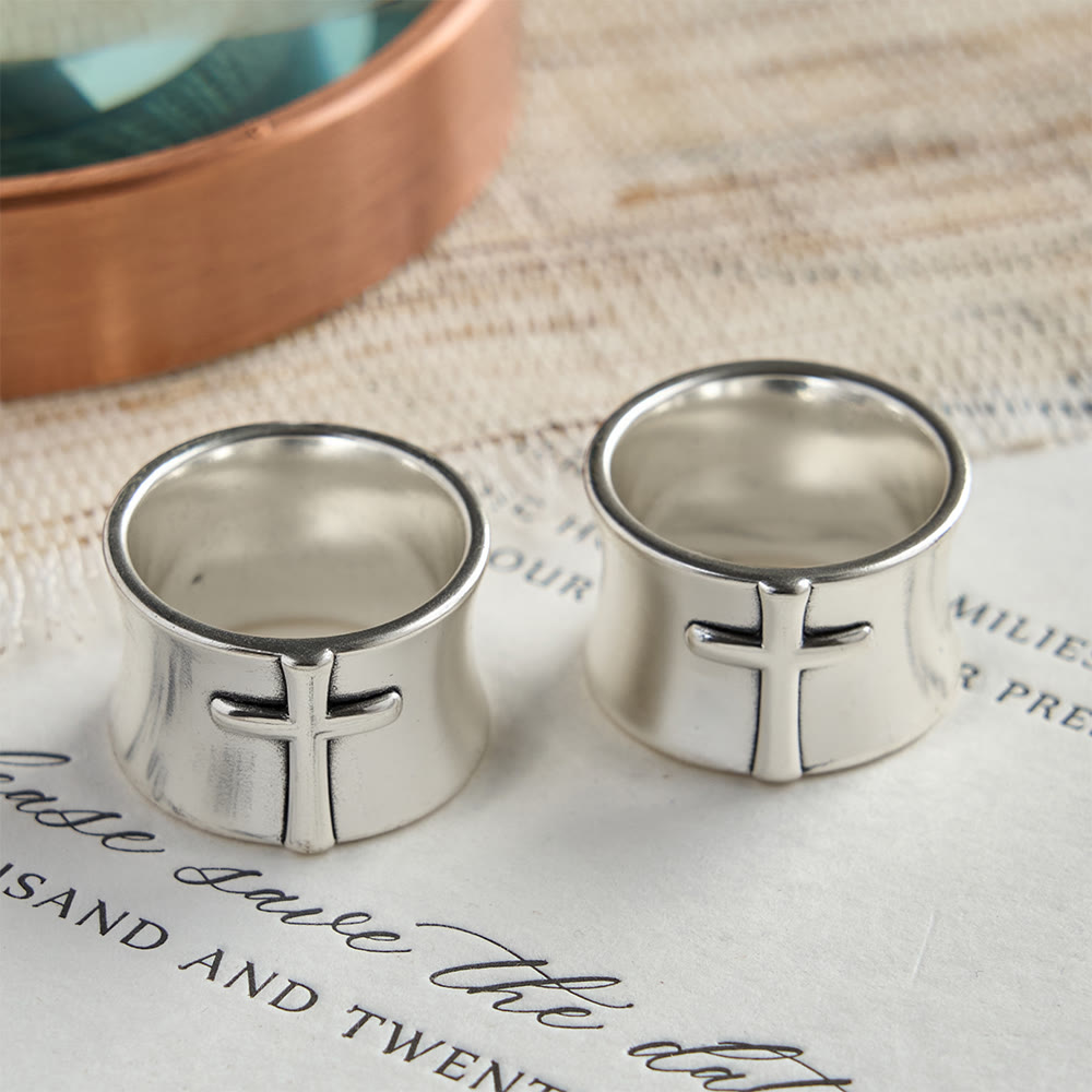 Christianartworkshop Minimalist Embossed Cross Wide Band Ring: A Symbol of Unwavering Faith & Timeless Devotion - image 5