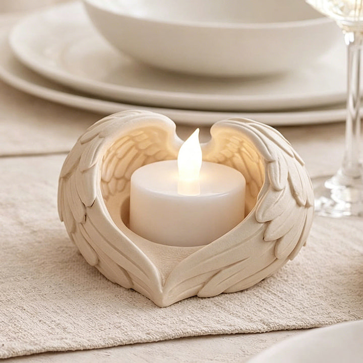 Christianartworkshop Angel Wings Heart Candle Holder Decorative Ornament: Embody Divine Light & Peaceful Warmth - image 1