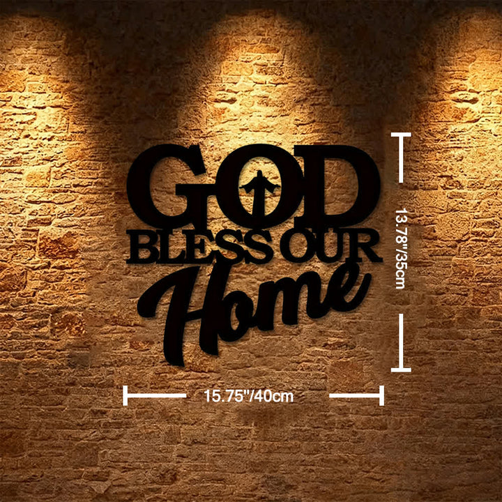 Christianartworkshop God Bless Our Home Metal Wall Art: Stylish Faith Token for Home Decor - 15.75''*13.78''/40*35cm - image 9