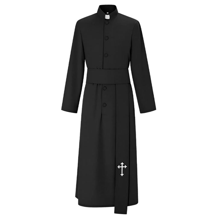 Christianartworkshop Elegant Tri-Color Liturgical Clergy Robes with Waistband & Cross - Black - 2XL - image 14