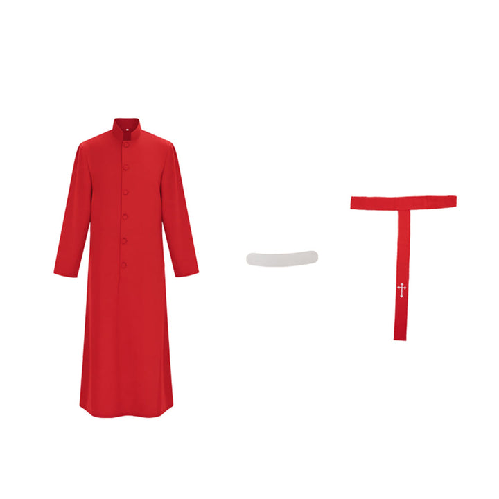 Christianartworkshop Elegant Tri-Color Liturgical Clergy Robes with Waistband & Cross - image 12