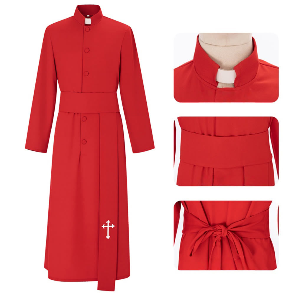 Christianartworkshop Elegant Tri-Color Liturgical Clergy Robes with Waistband & Cross - image 10