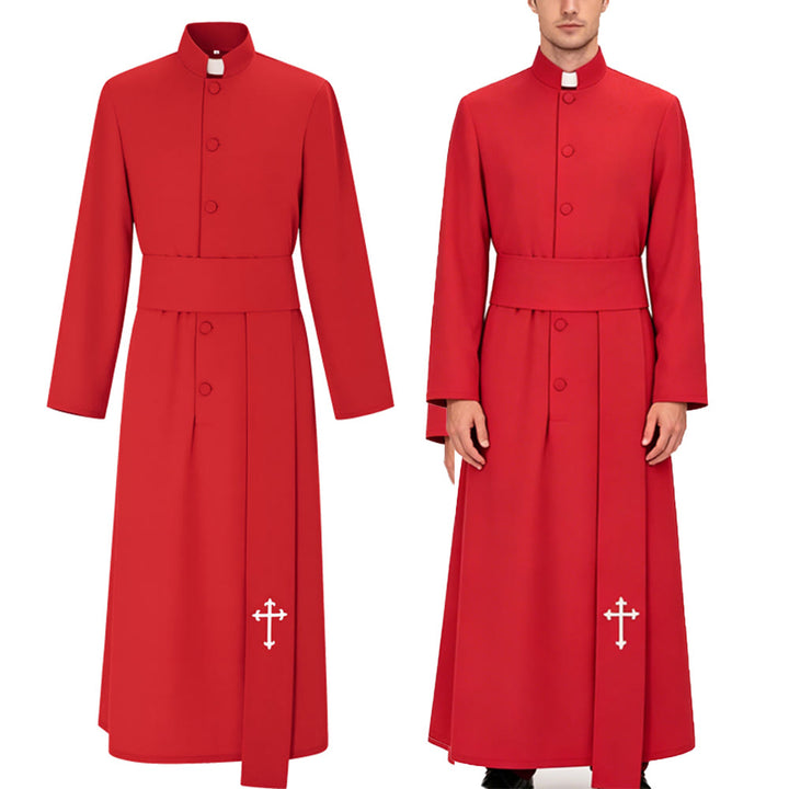 Christianartworkshop Elegant Tri-Color Liturgical Clergy Robes with Waistband & Cross - image 9