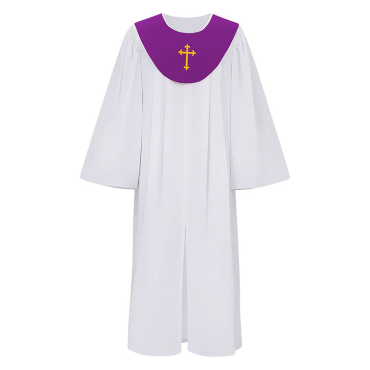 Christianartworkshop Divine Clergy Robe for Religious Services - Cross Accent Yoke - Purple - 2XL - image 24