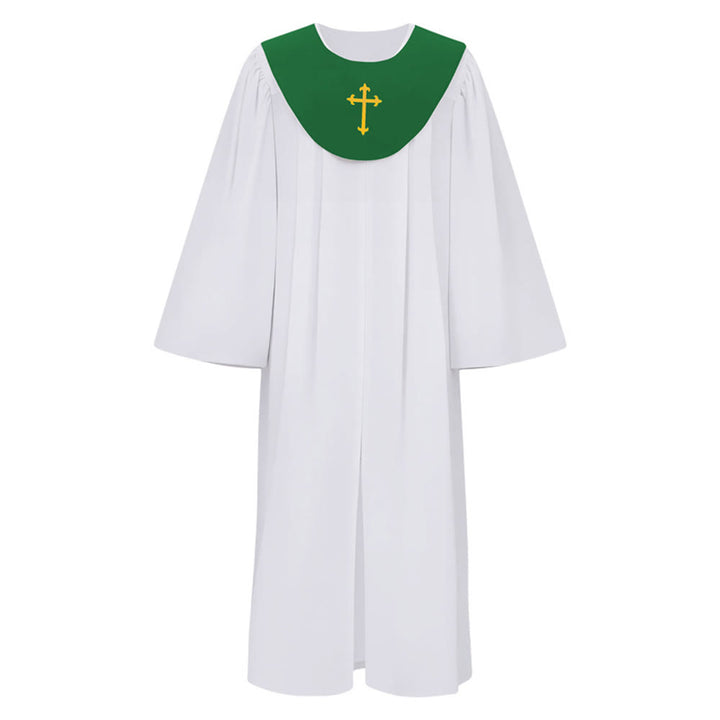 Christianartworkshop Divine Clergy Robe for Religious Services - Cross Accent Yoke - Green - 2XL - image 26