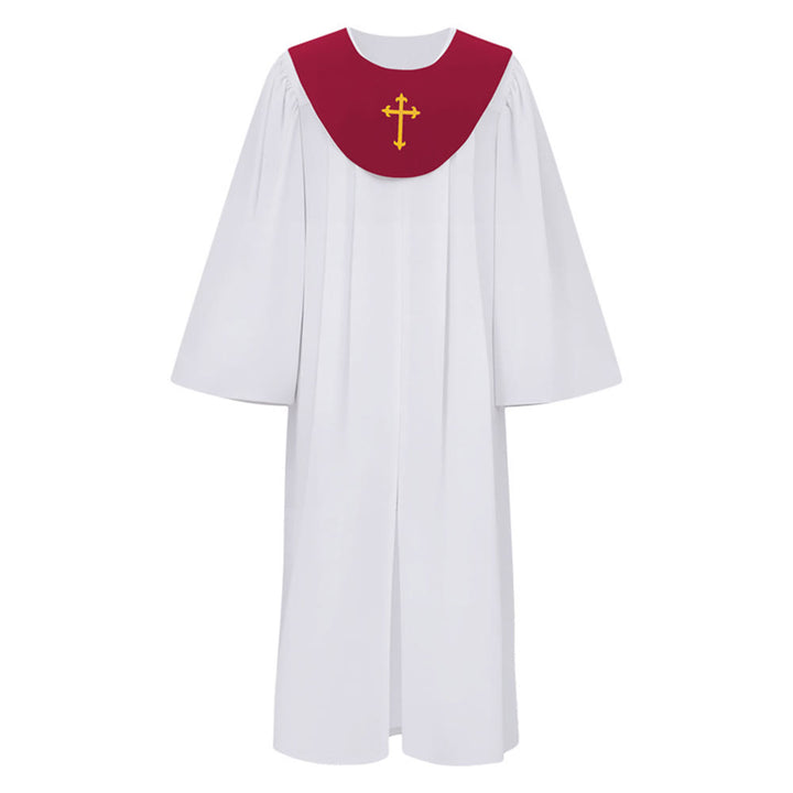Christianartworkshop Divine Clergy Robe for Religious Services - Cross Accent Yoke - Maroon - 2XL - image 21