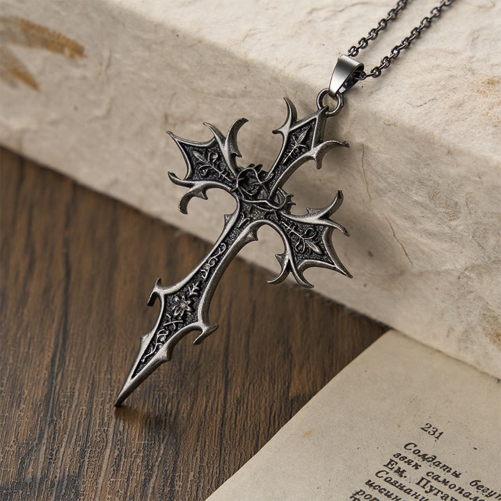 Christianartworkshop Crown of Thorns Gothic Cross Pendant Necklace: Emblem of Christ's Sacrifice & Redemption - image 3