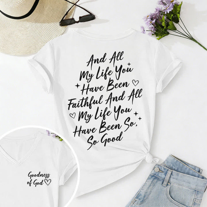 Christianartworkshop Women's I Will Sing Of The Goodness Of God Casual V-neck T-shirt - White - 2XL - image 5