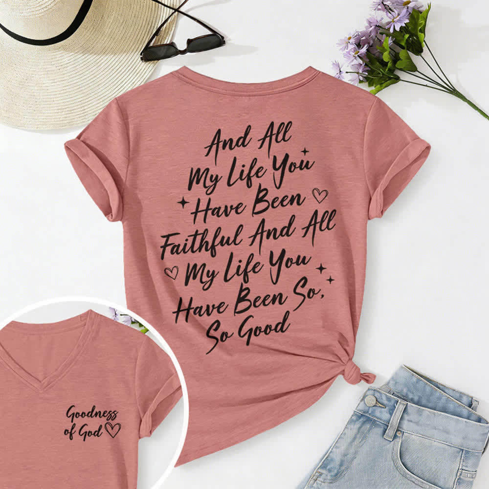 Christianartworkshop Women's I Will Sing Of The Goodness Of God Casual V-neck T-shirt - Light Pink - 2XL - image 45