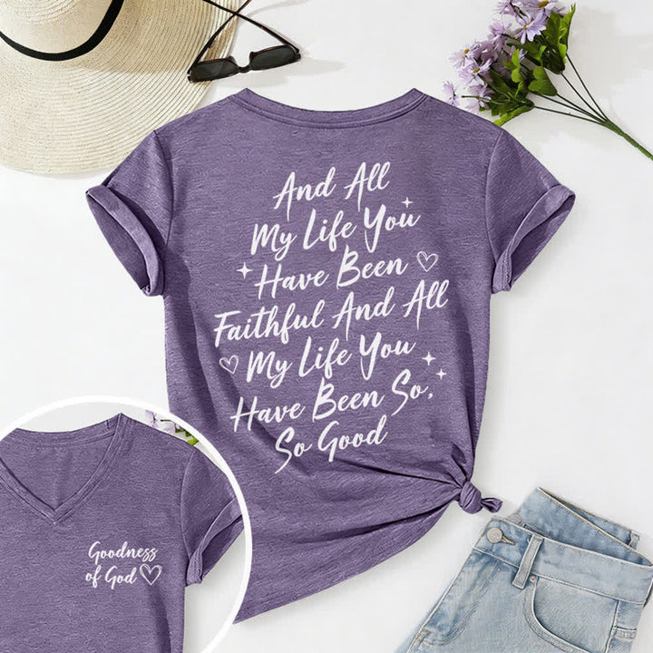 Christianartworkshop Women's I Will Sing Of The Goodness Of God Casual V-neck T-shirt - Purple - 2XL - image 60