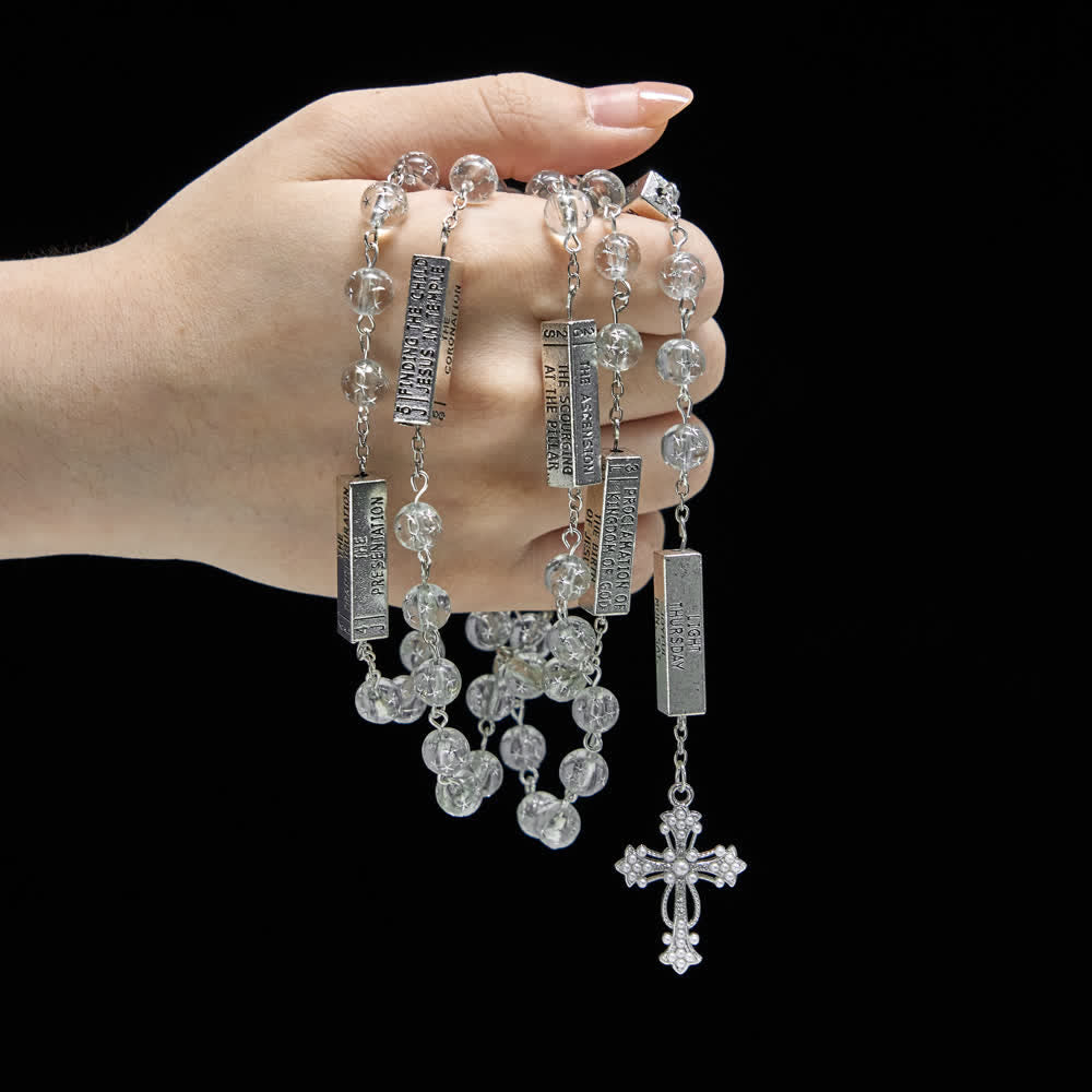 Christianartworkshop Frosted Bead Six Tablets Rosary with St. Benedict Medal and Cross - image 1