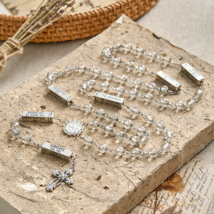 Christianartworkshop Frosted Bead Six Tablets Rosary with St. Benedict Medal and Cross - image 4