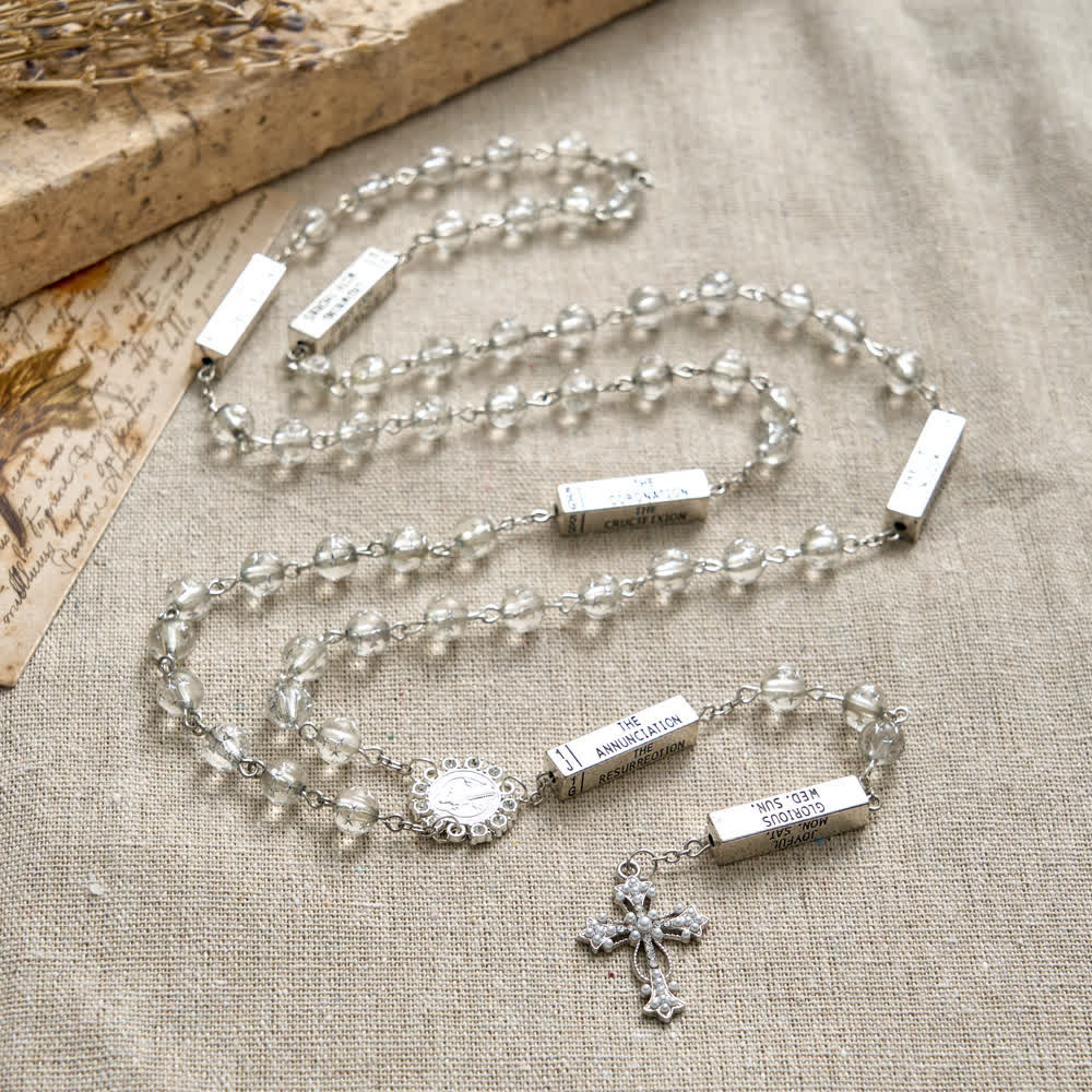 Christianartworkshop Frosted Bead Six Tablets Rosary with St. Benedict Medal and Cross - image 5