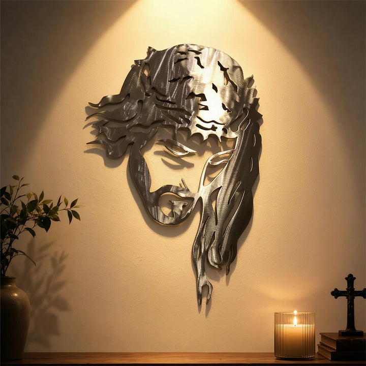 Christianartworkshop Jesus With Crown of Thorns Metal Wall Decor: A Symbol of His Suffering and Glory - image 0