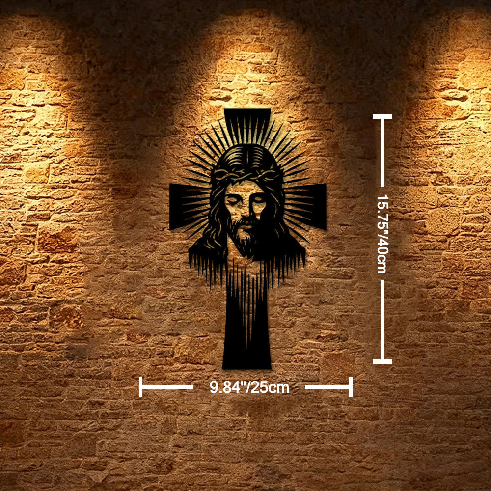 Christianartworkshop Radiant Jesus Cross Metal Wall Decor: A Symbol of Divine Light and Grace - 9.84''*15.75''*0.04''/25cm*40cm*0.1cm - image 6