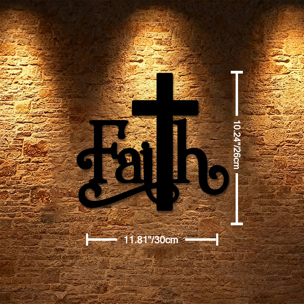 Christianartworkshop Modern Faith Word Cross Metal Wall Decor: A Powerful Symbol of Faith - 10.24"*11.81''*0.04''/26cm*30cm*0.1cm - image 7