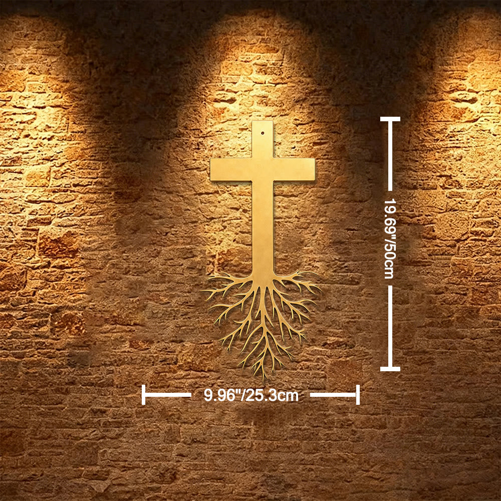 Christianartworkshop Modern Cross With Roots Metal Wall Decor: A Powerful Statement of Growing Faith - 9.96''*19.69''*0.047"/25.3cm*50cm*0.12cm - image 9