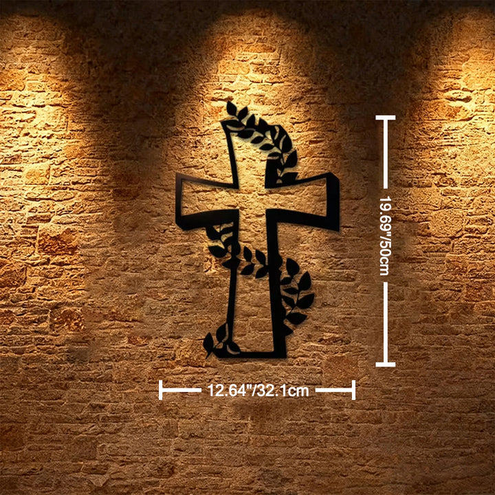 Christianartworkshop Modern Cross With Leafy Vine Metal Wall Decor: A Powerful Statement of Growing Faith - 12.64''*19.69''*0.047''/32.1cm*50cm*0.12cm - image 6