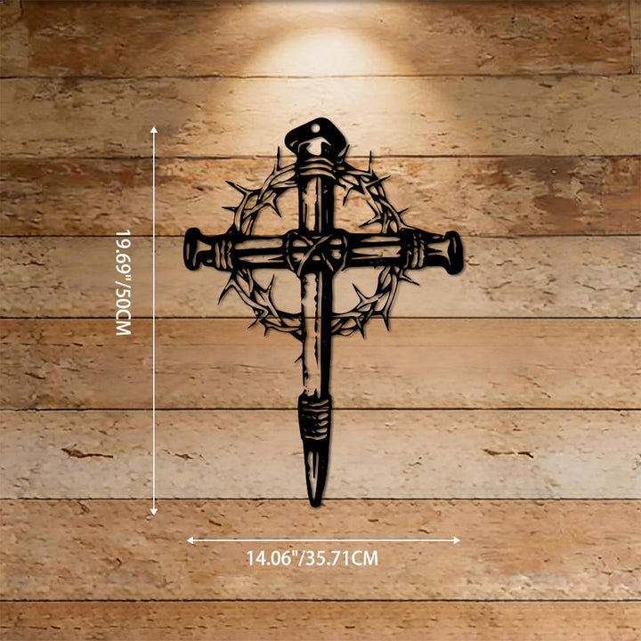Christianartworkshop Nail Cross With Crown of Thorns Metal Wall Decor: A Symbol of Christ’s Sacrifice - 14.06''*19.69''*0.047''/35.71cm*50cm*0.12cm - image 9