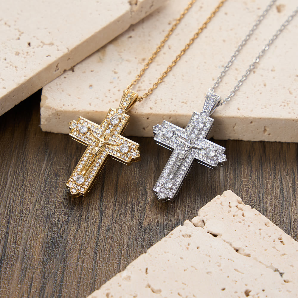 Christianartworkshop Intricate Iced-Out Crucifix Necklace with Detailed Jesus Figure: A Reminder of Sacred Truth and Guidance - image 3